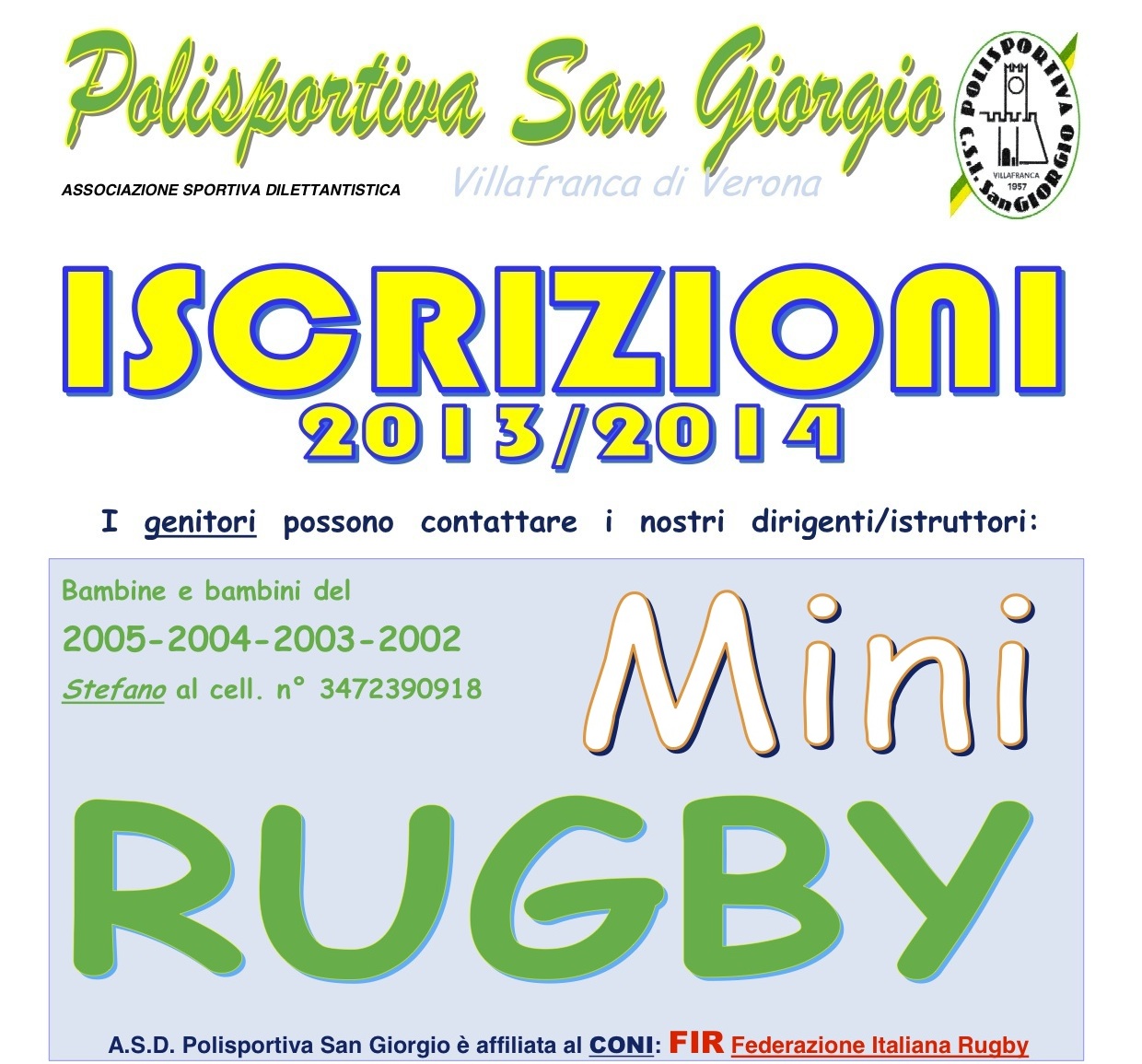 rugby 2013 iscrizione