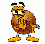 0025-0802-2023-1272 clip art graphic of a basketball cartoon character whispering and gossiping