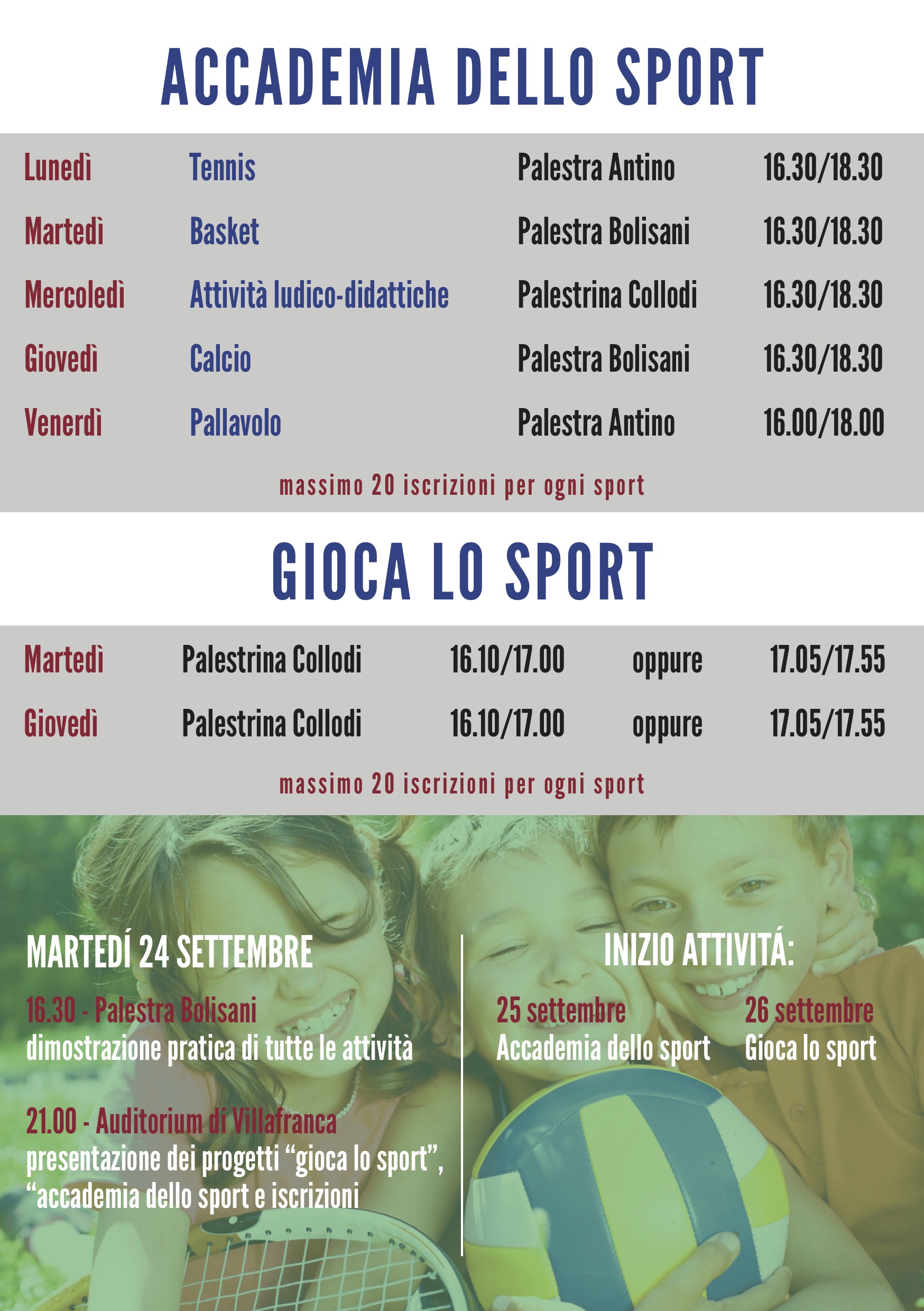 Gioca lo sport Accademia dello Sport 2019 back