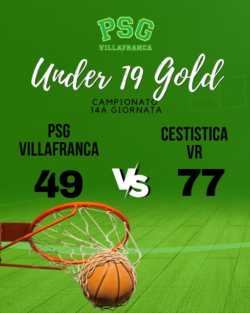 U19 Gold – Campionato 14aGiornata 
PSG Villafranca – Cestistica VR 49 – 77 
(10…